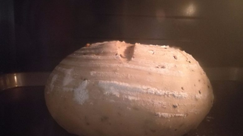 坚果软欧包（一次发酵）,烤箱上下火200度预热十分钟，面包放入中层，200度烤30分钟。