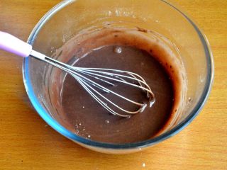 心型巧克力淋面慕斯,将低筋面粉和可可粉过筛，倒入之前的混合的蛋黄盆里，用手动打蛋器，把所有材料搅拌均匀，蛋黄糊变得细腻无颗粒。