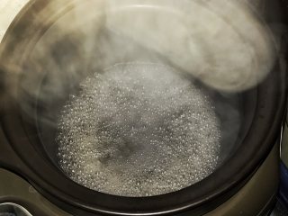 花生板栗猪骨汤,电炖锅已经煲汤模式预热了，先加入两勺煲沸的水