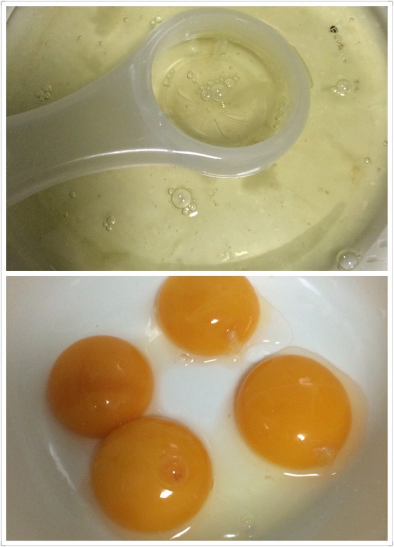 葡萄干戚风蛋糕,如图将蛋清、蛋黄分离；