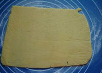 黄油饼干,取出放置于撒薄粉的案板上，擀成薄片