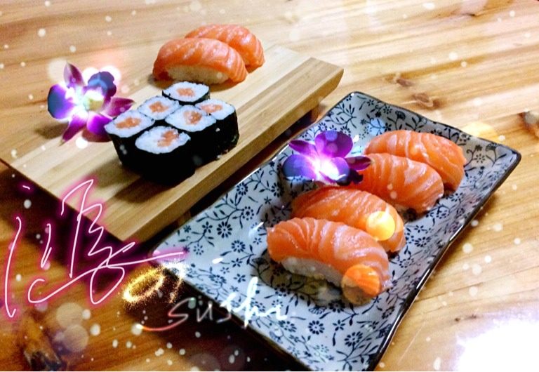 家庭寿司——三文鱼手握和细卷