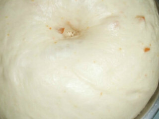 糖渍橙皮吐司,第一次发酵即基础发酵，面团至原来的2-2.5倍大
