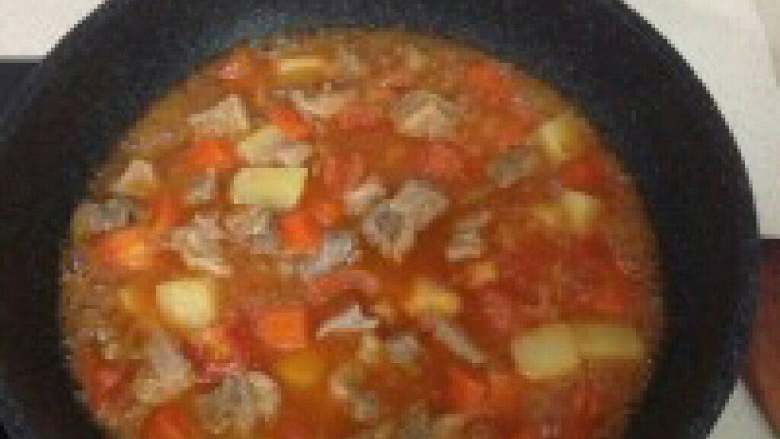 胡萝卜土豆番茄顿牛腩,在加适量水闷煮一下，加入适量盐调味，闷几分钟就可以了。