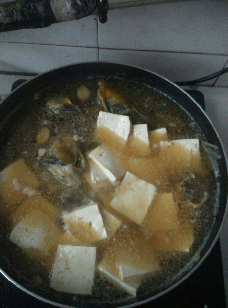 黄骨鱼豆腐汤,煮开后，加入豆腐继续大火煮开