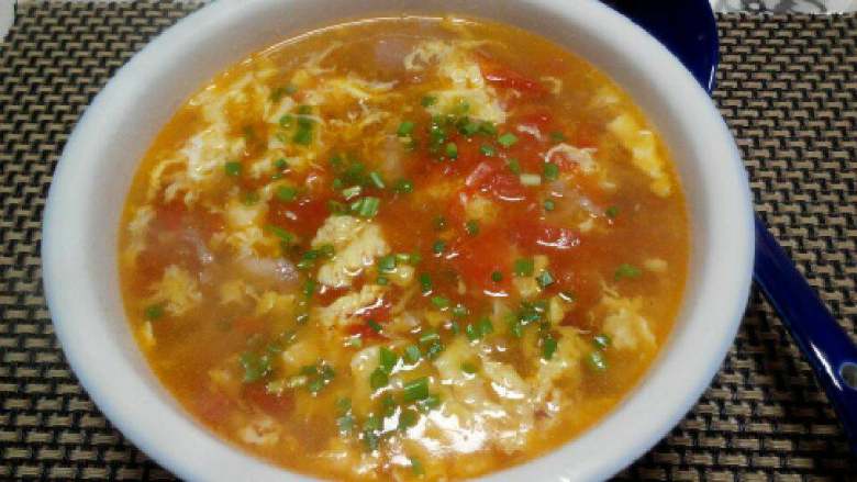 西红柿鸡蛋汤肉片图片
