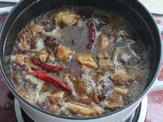 红烧羊肉煲,添入足够量的热水大火煮沸，改小火炖一小时左右。