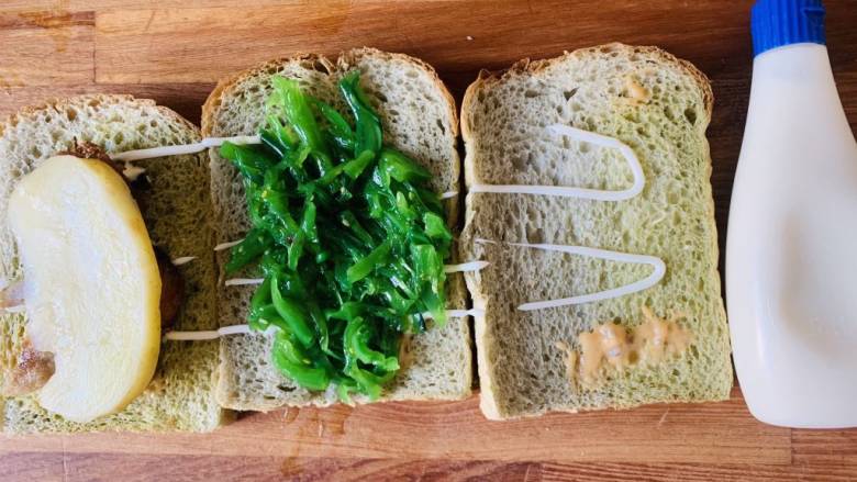 菠菜三明治,放土豆放海藻菜